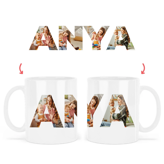 egyedi bögre ANYA felirattal 4 fényképpel