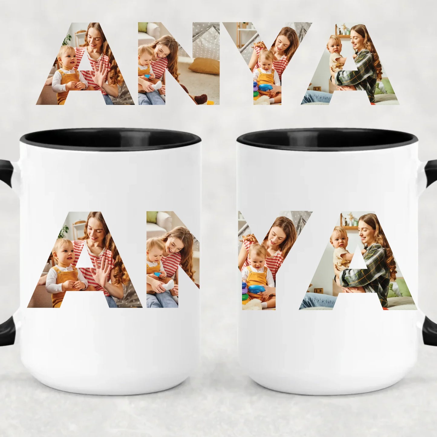 egyedi bögre ANYA felirattal 4 fényképpel XL