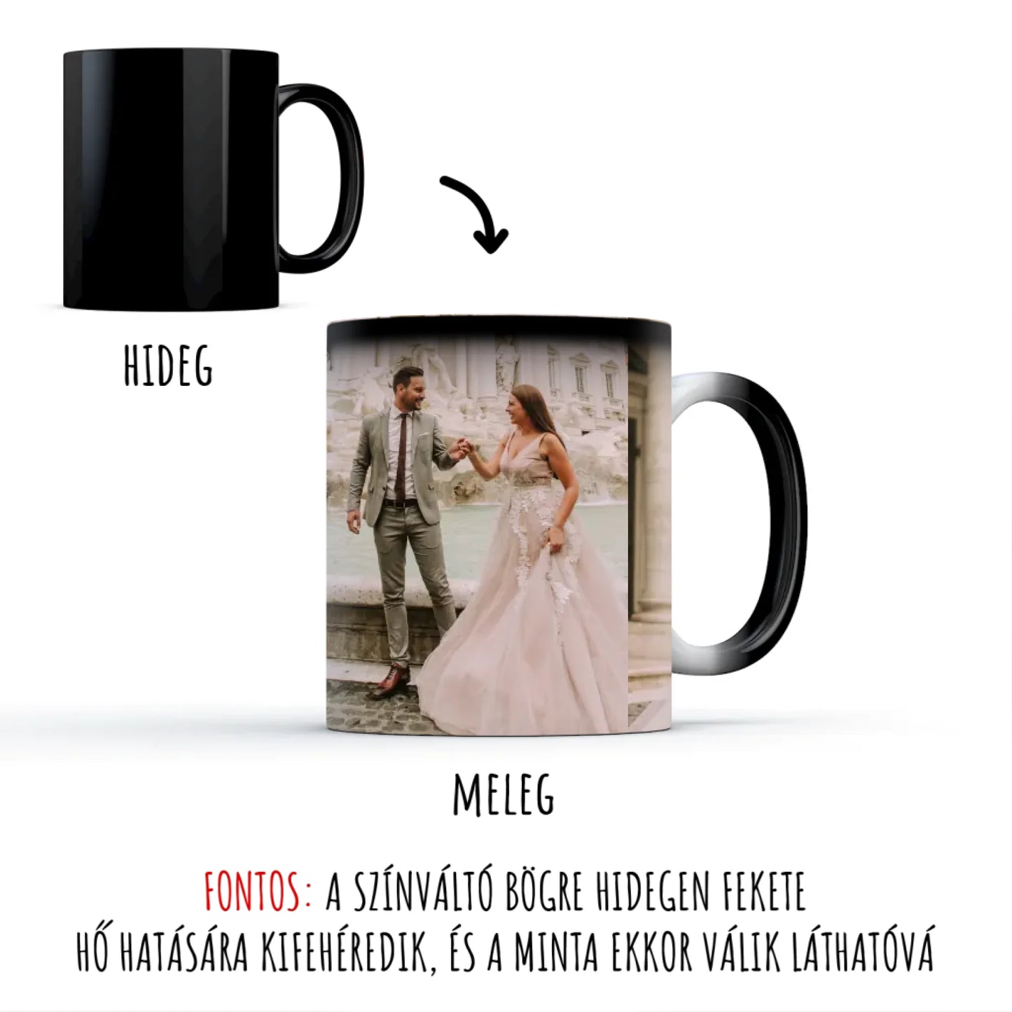 egyedi fényképes bögre 3 fényképpel színváltó