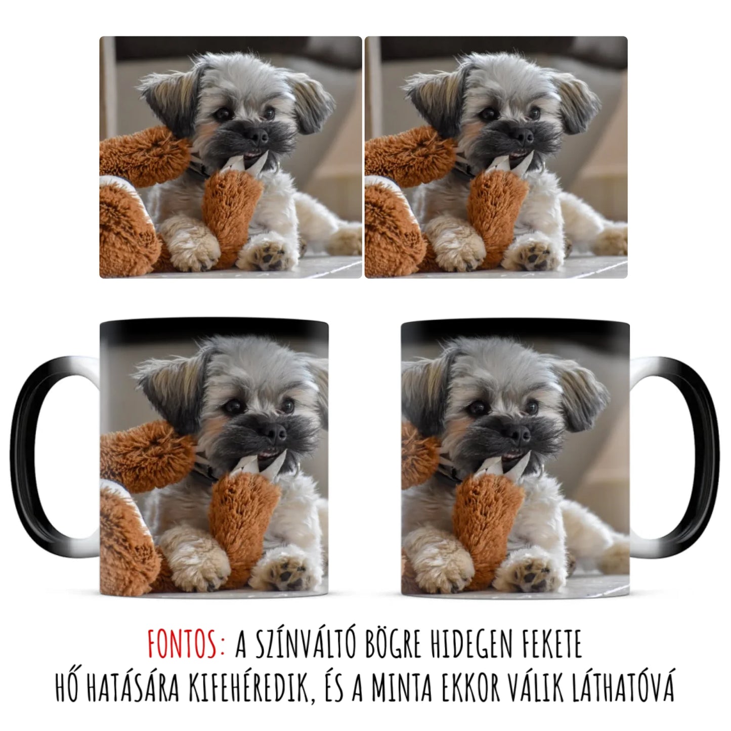 egyedi fényképes kutyás bögre színváltó