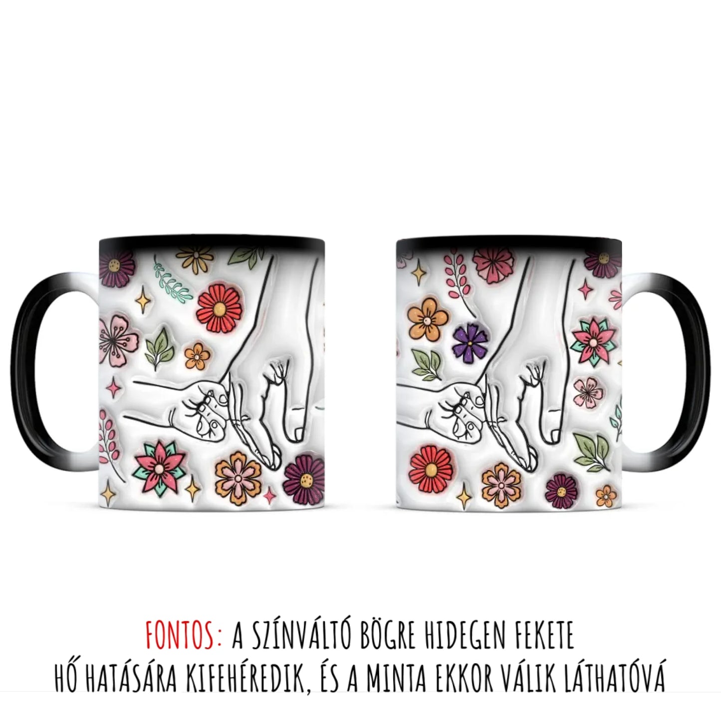 anyáknapi virágos neves bögre 3d hatású színváltó