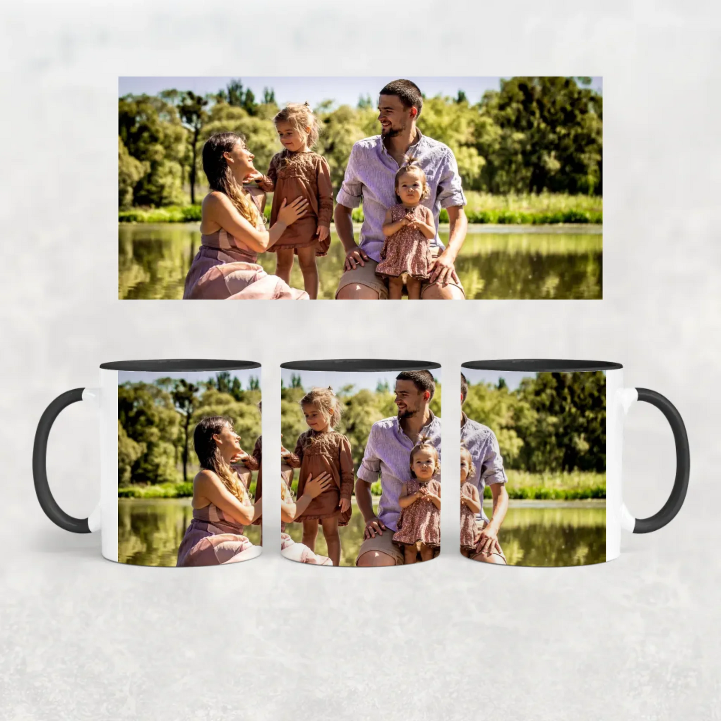 egyedi panoráma fényképes bögre fekete