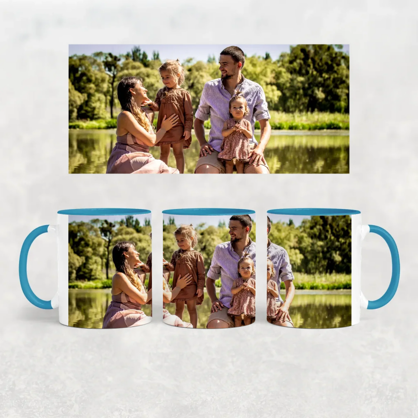 egyedi panoráma fényképes bögre kék