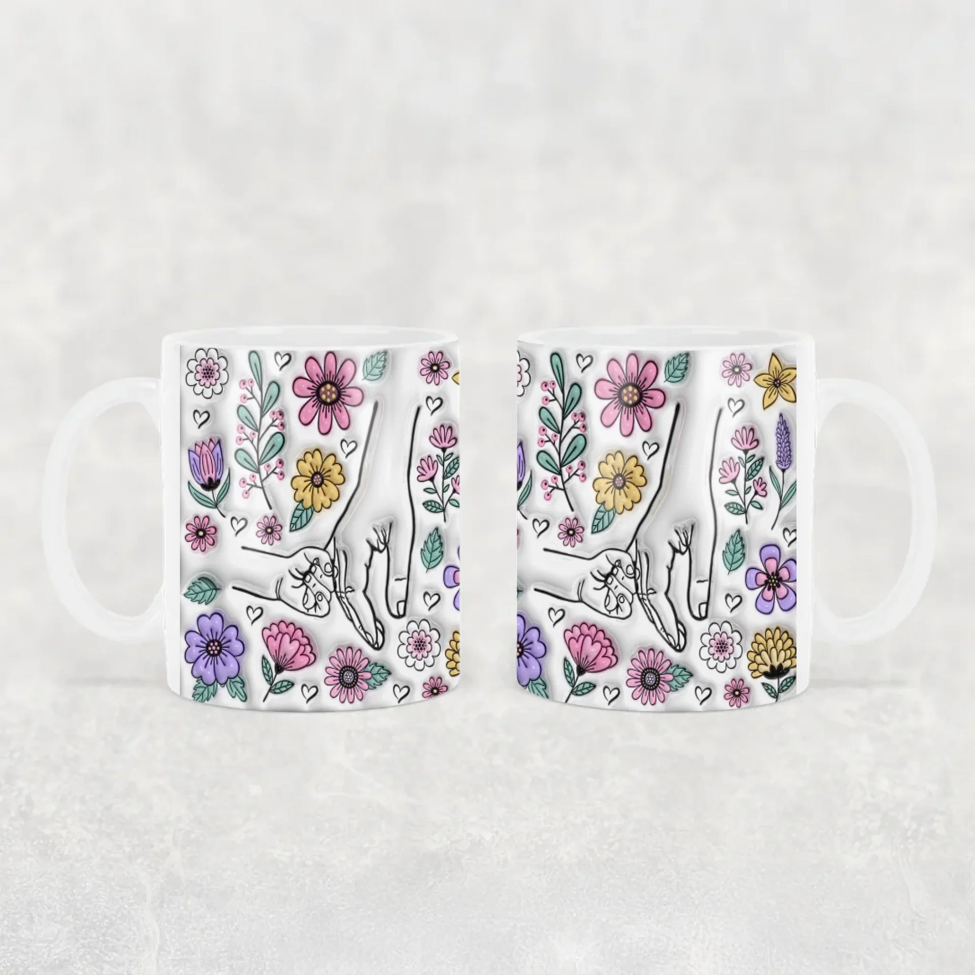 anyáknapi virágos neves bögre 3d hatású