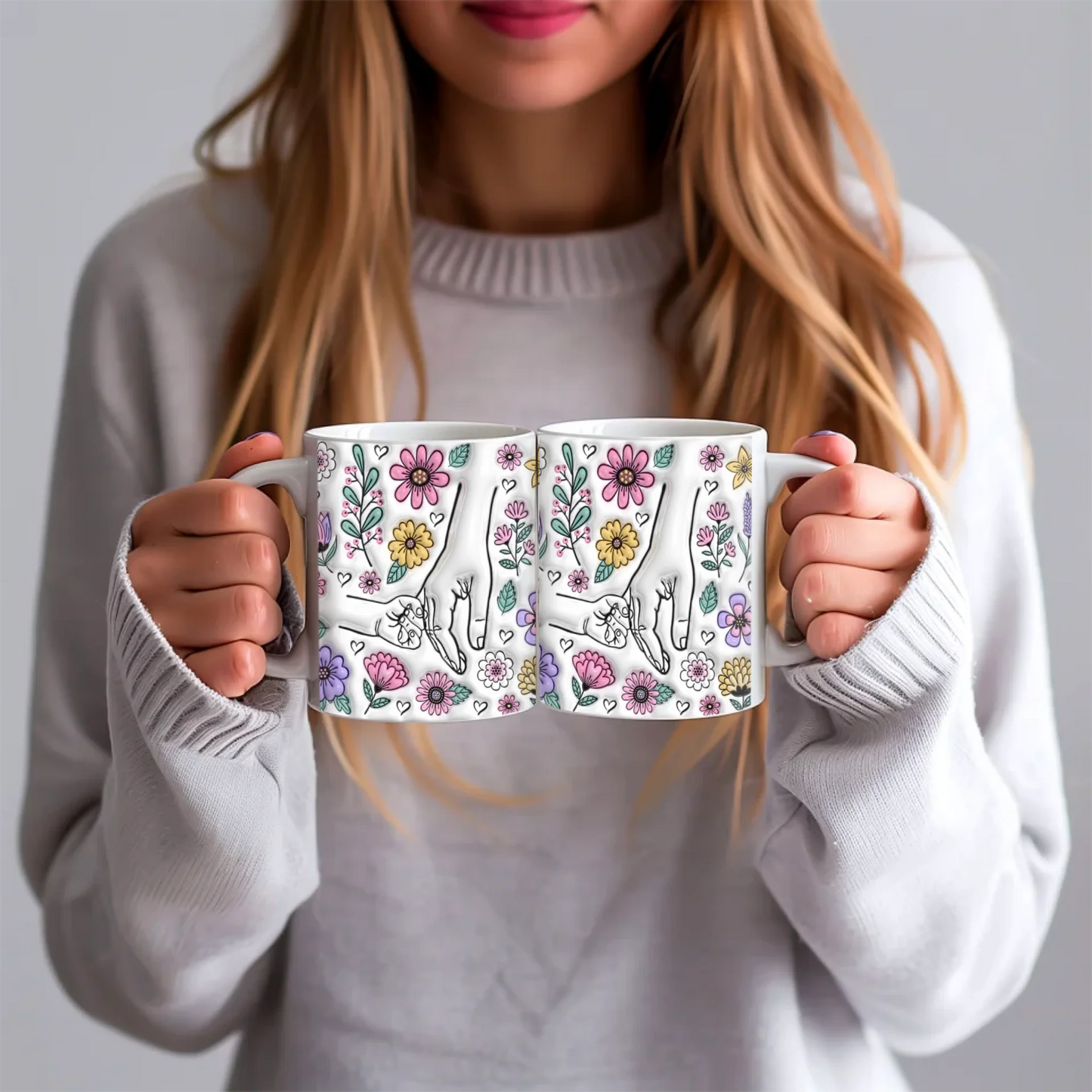 anyáknapi virágos neves bögre 3d hatású