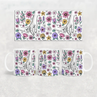 anyáknapi virágos neves bögre 3d hatású