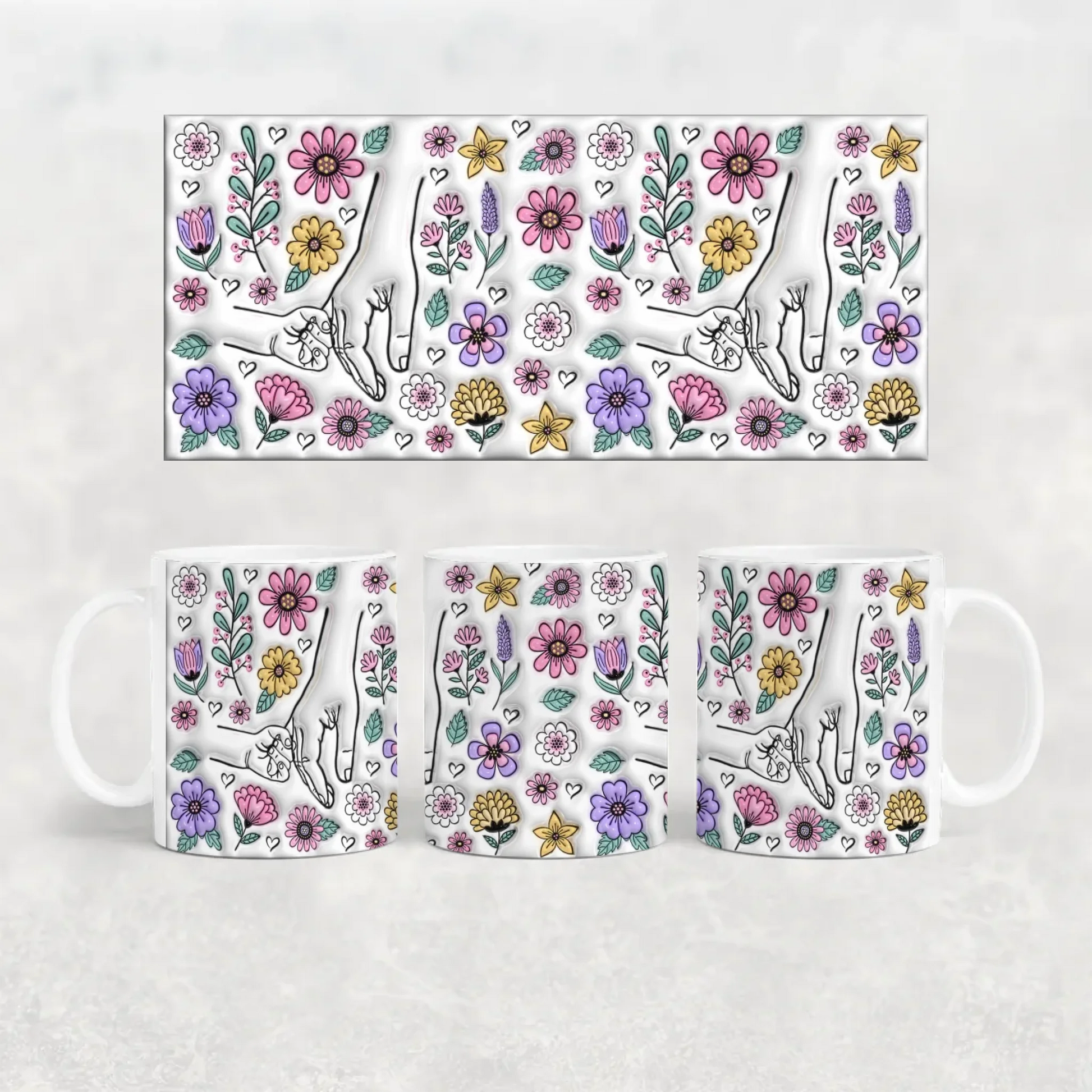 anyáknapi virágos neves bögre 3d hatású