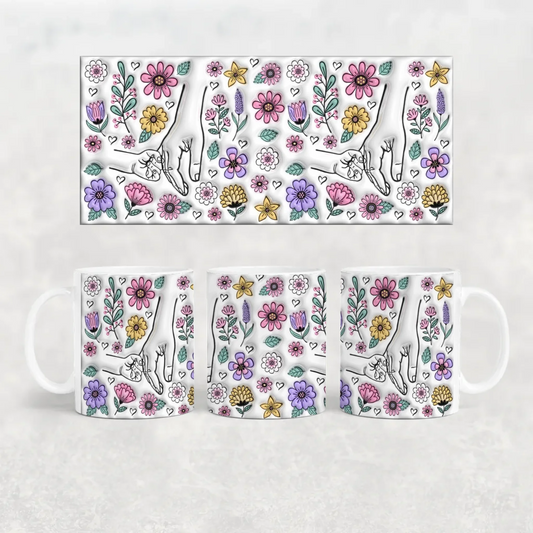 anyáknapi virágos neves bögre 3d hatású