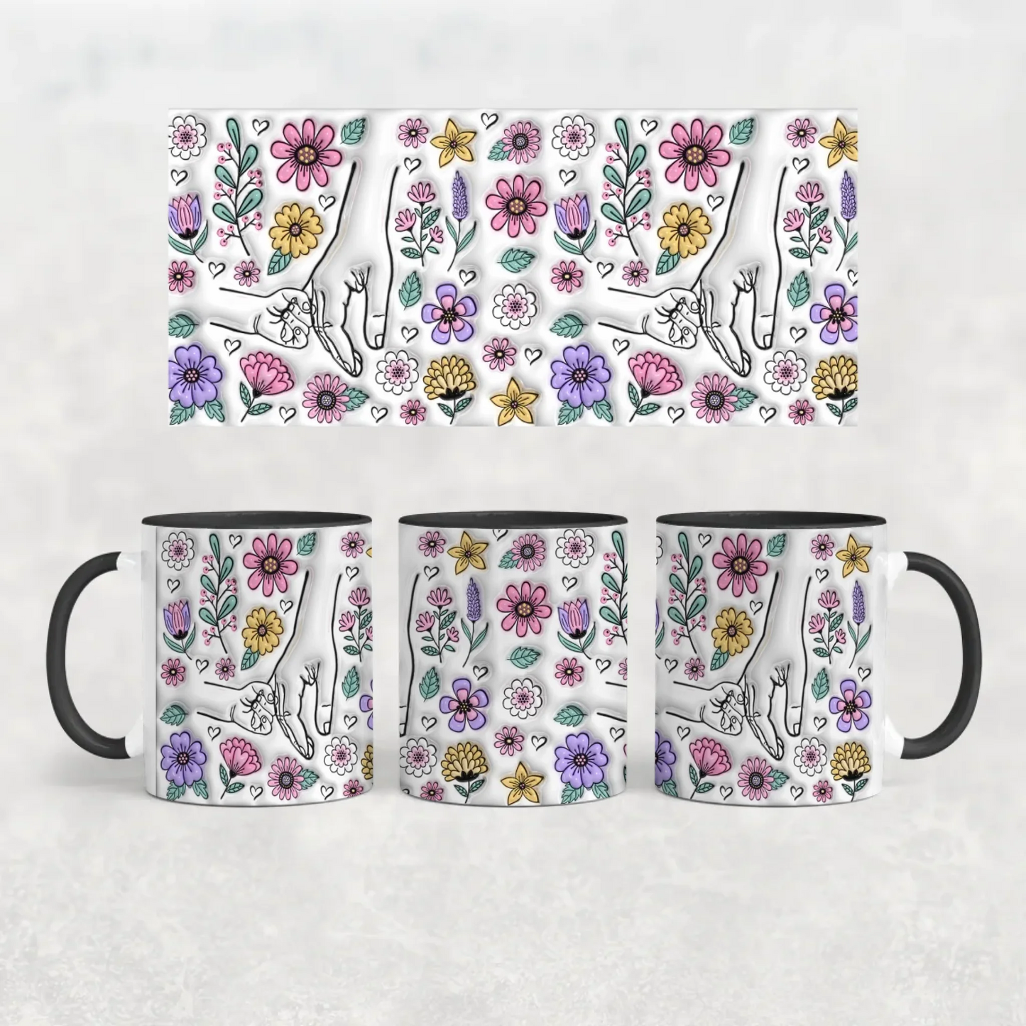 anyáknapi virágos neves bögre 3d hatású