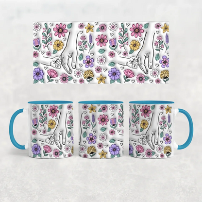 anyáknapi virágos neves bögre 3d hatású kék