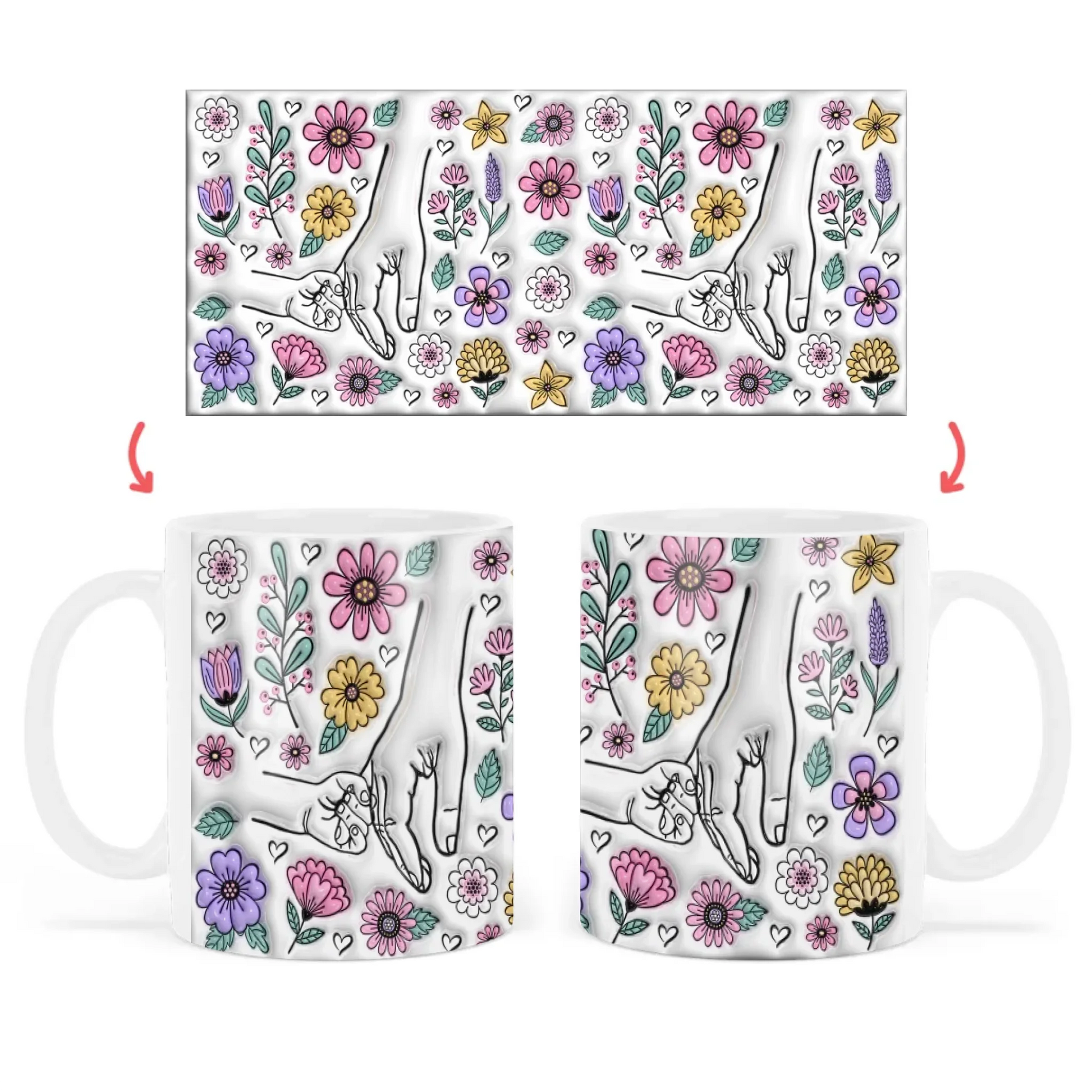 anyáknapi virágos neves bögre 3d hatású