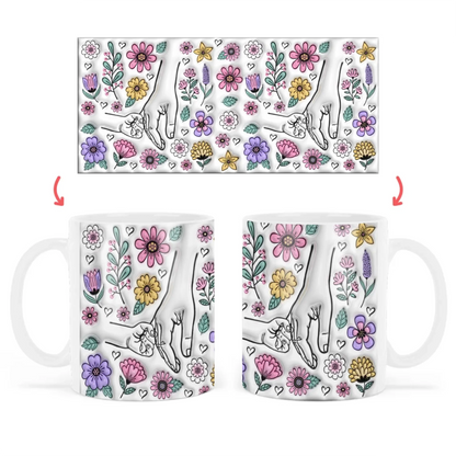 anyáknapi virágos neves bögre 3d hatású