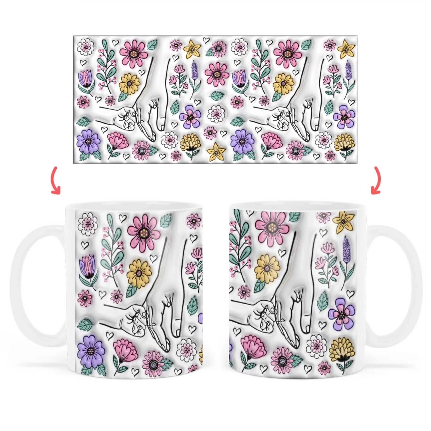 anyáknapi virágos neves bögre 3d hatású