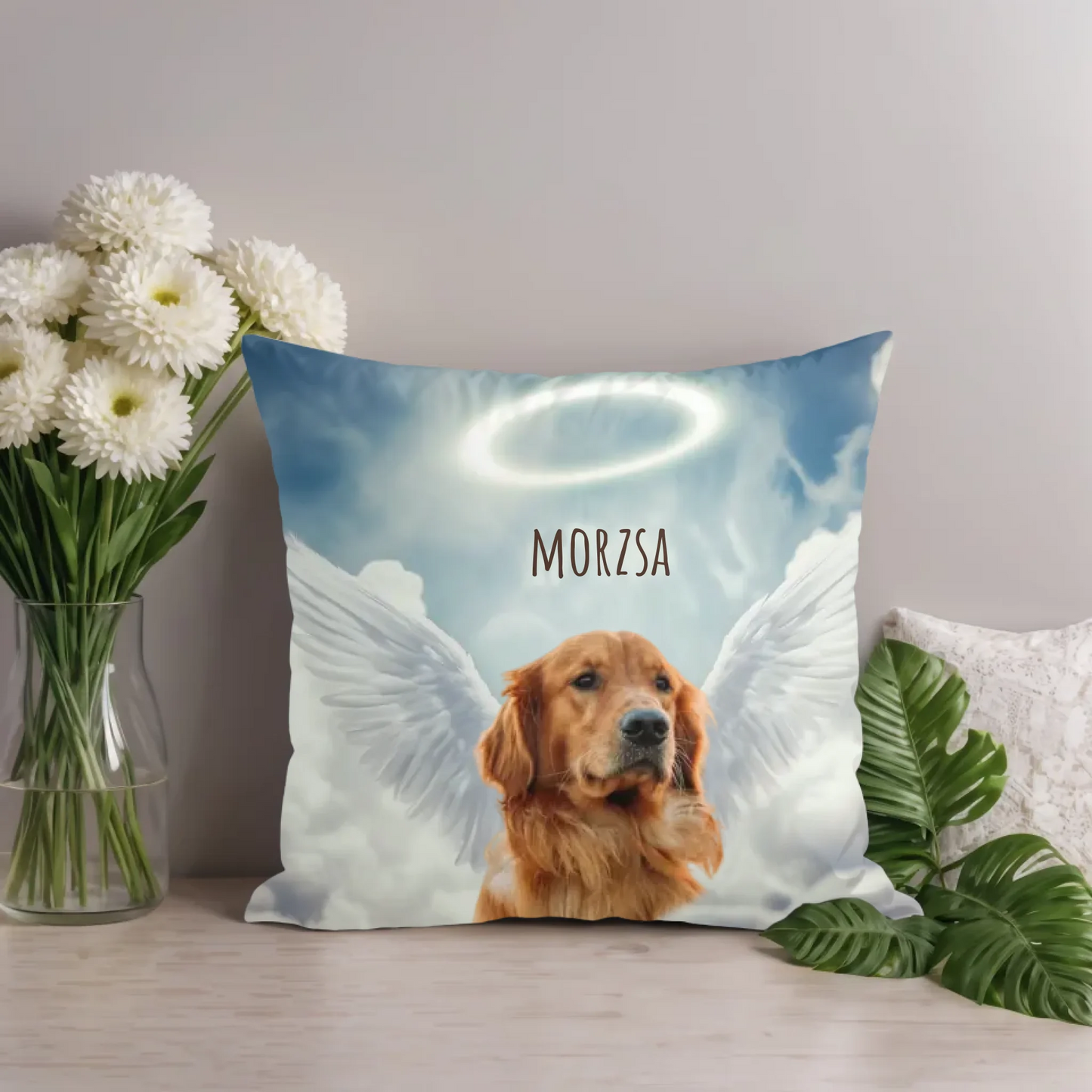 egyedi fényképes kutya emlékpárna mennyország