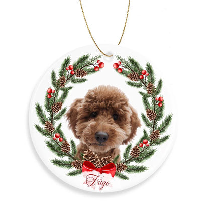 Egyedi Fényképes Kutyás Karácsonyfadísz - Kör Alakú
