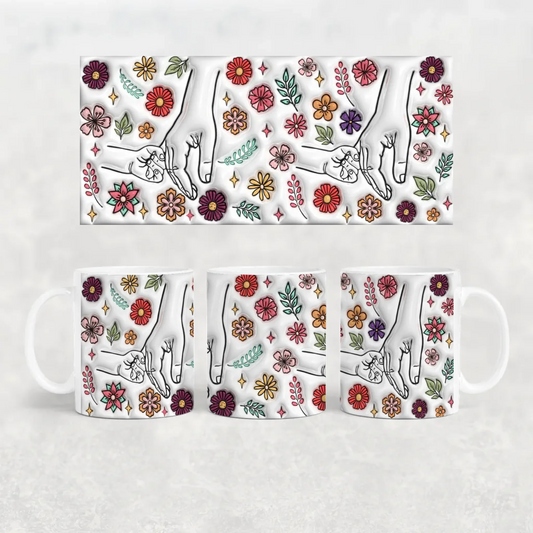 anyáknapi virágos neves bögre 3d hatású