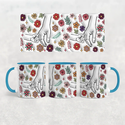 anyáknapi virágos neves bögre 3d hatású kék