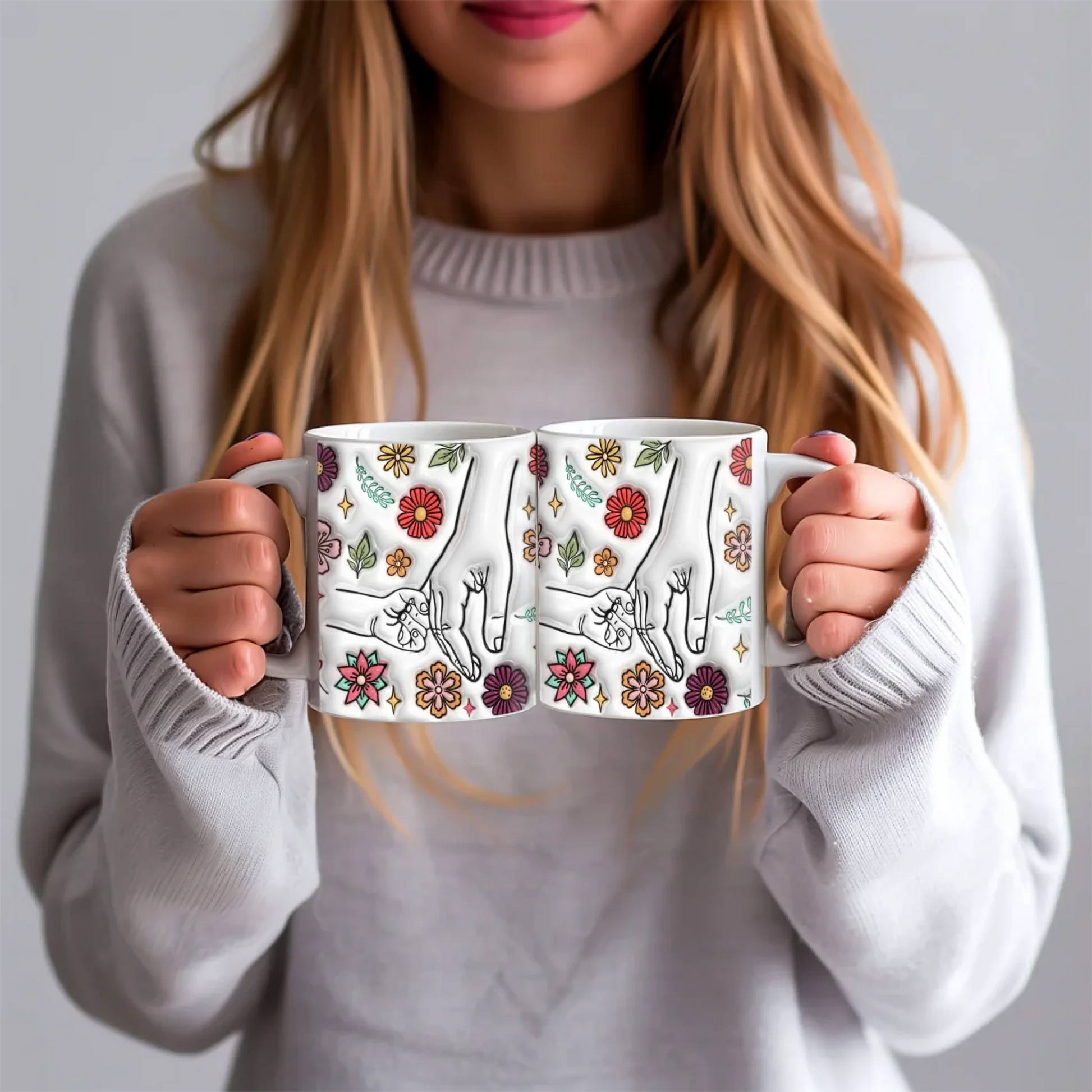 anyáknapi virágos neves bögre 3d hatású