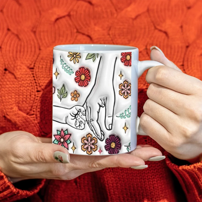 anyáknapi virágos neves bögre 3d hatású