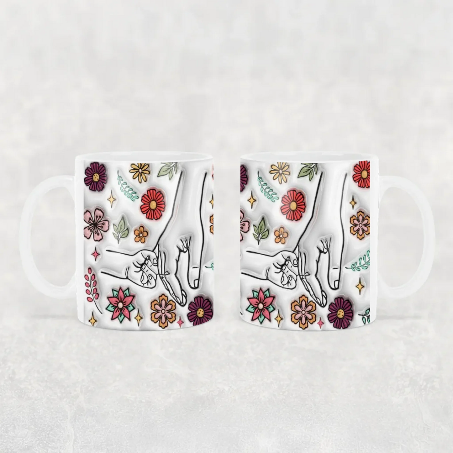 anyáknapi virágos neves bögre 3d hatású