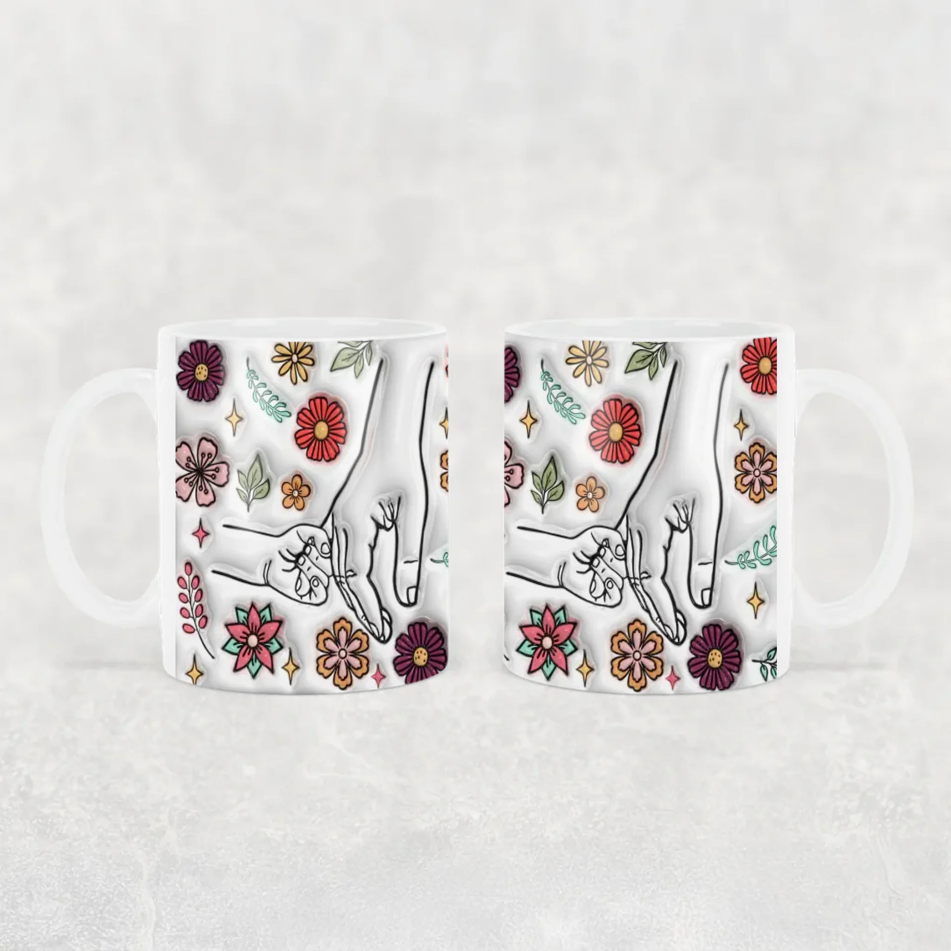 anyáknapi virágos neves bögre 3d hatású