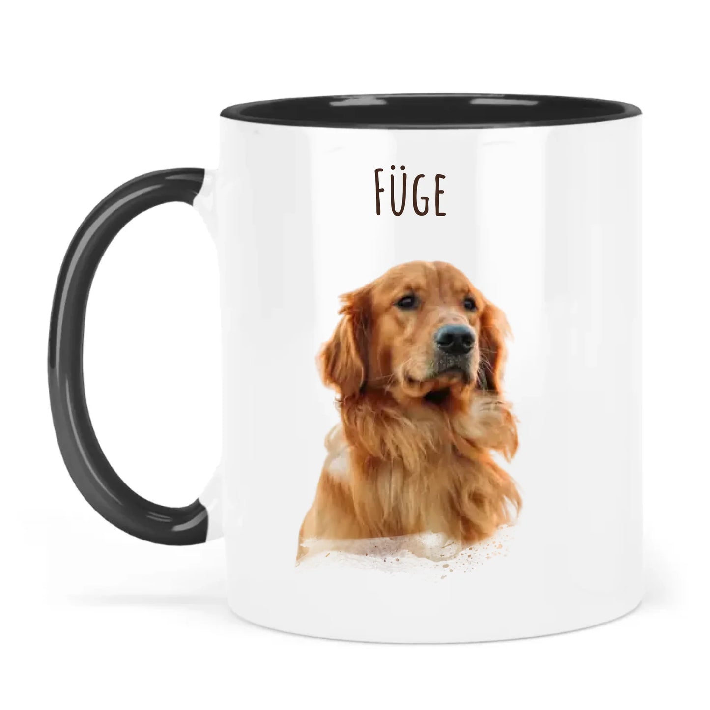 egyedi fényképes kutyás bögre névvel fekete