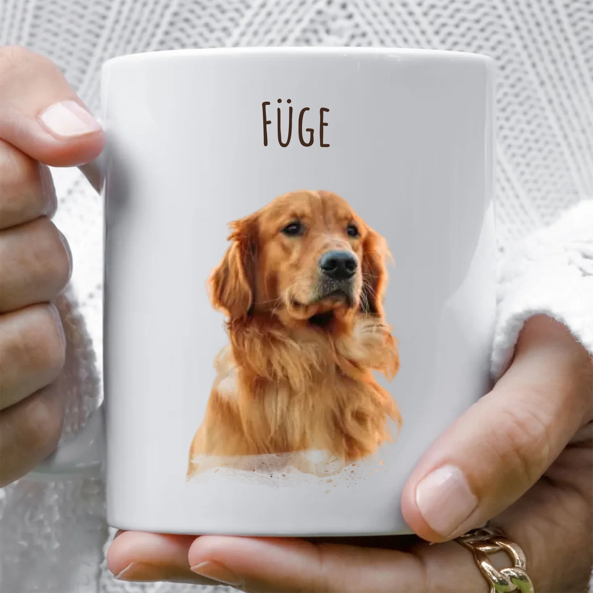 egyedi fényképes kutyás bögre névvel