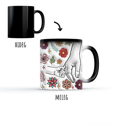 anyáknapi virágos neves bögre 3d hatású színváltó