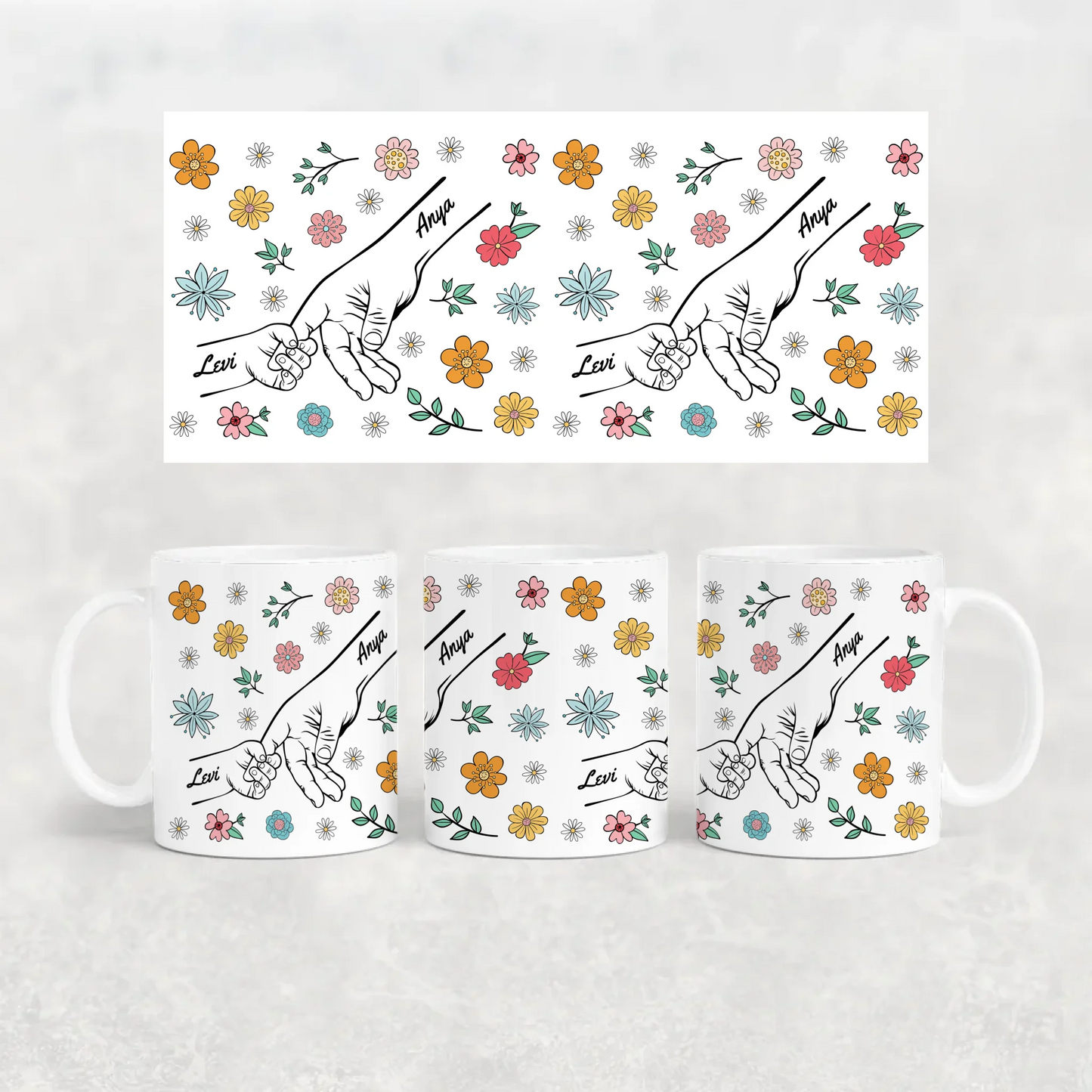 egyedi virágos ajándék bögre anyáknak fehér