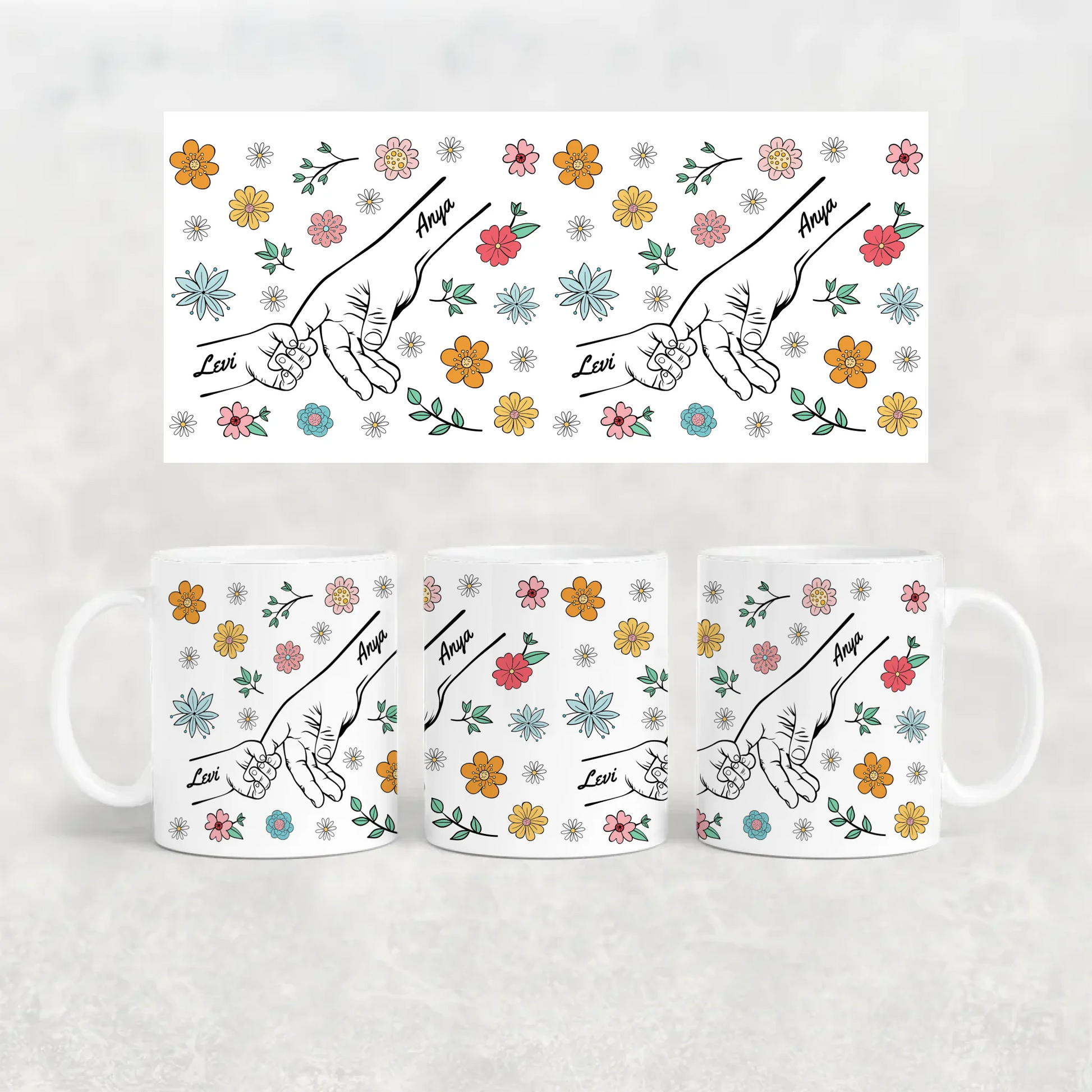 egyedi virágos ajándék bögre anyáknak fehér