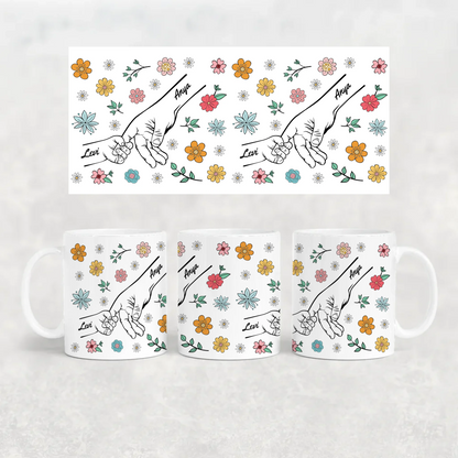 egyedi virágos ajándék bögre anyáknak fehér