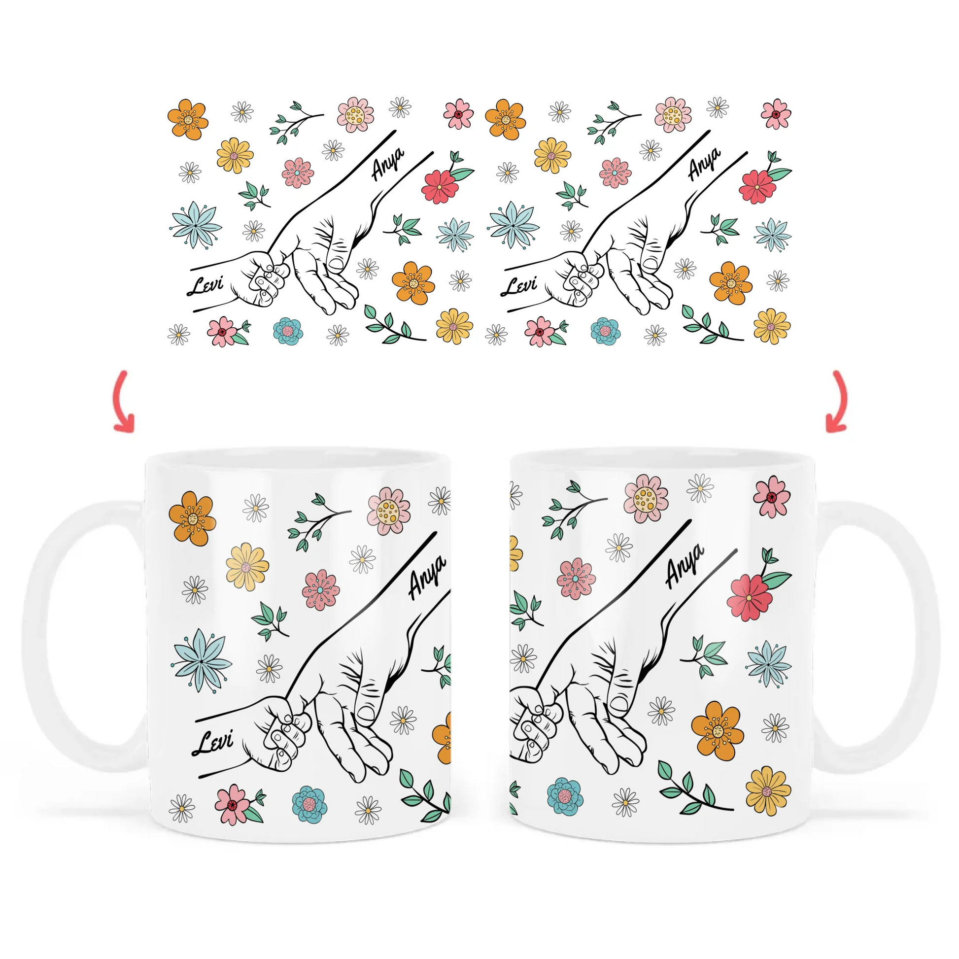 egyedi virágos ajándék bögre anyáknak fehér