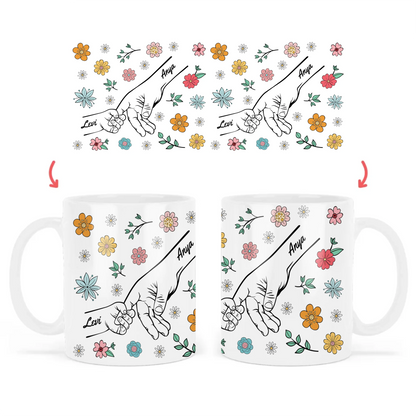 egyedi virágos ajándék bögre anyáknak fehér