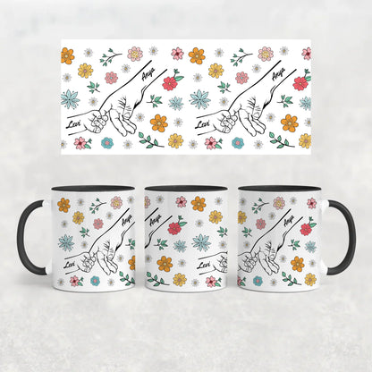 egyedi virágos ajándék bögre anyáknak fekete