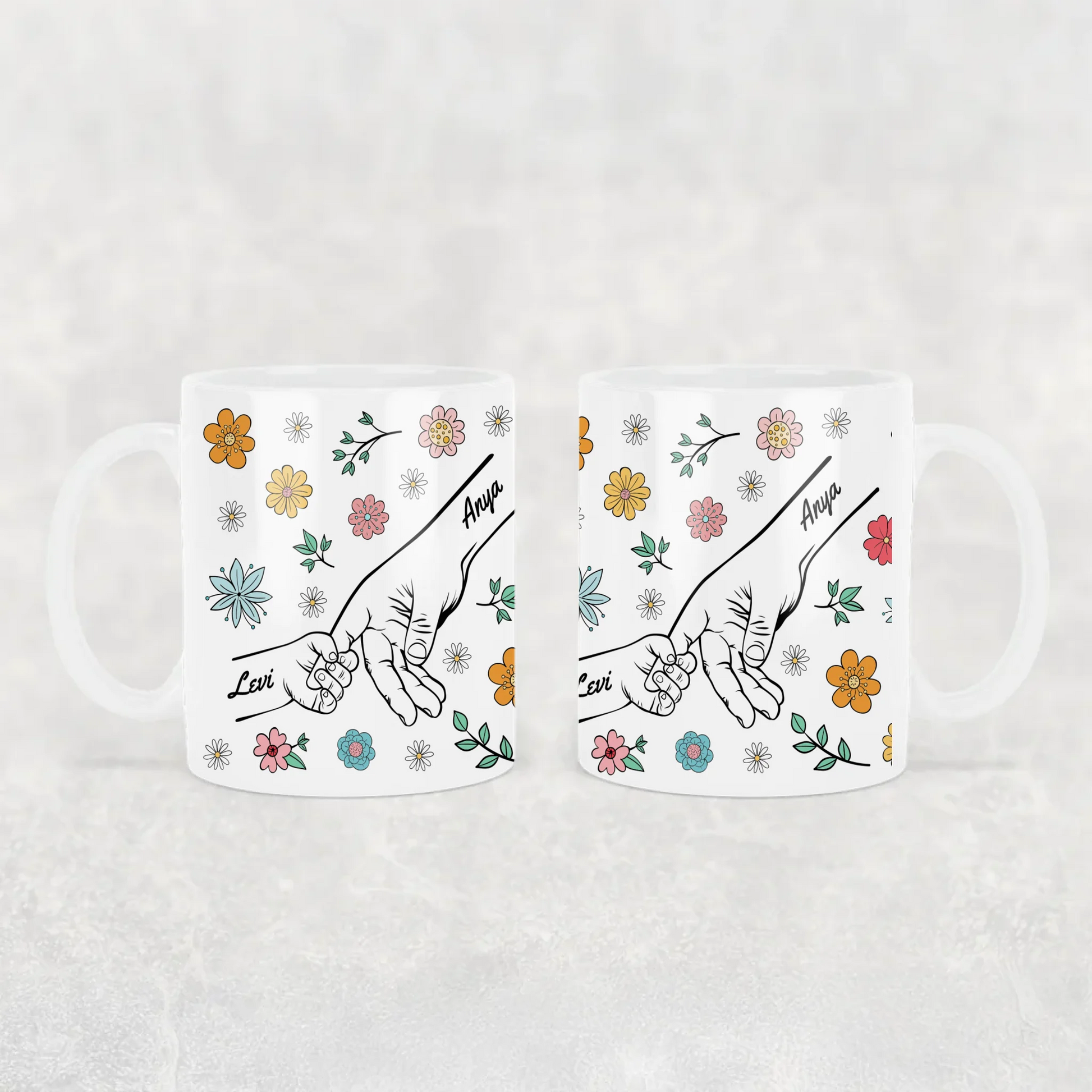 egyedi virágos ajándék bögre anyáknak fehér