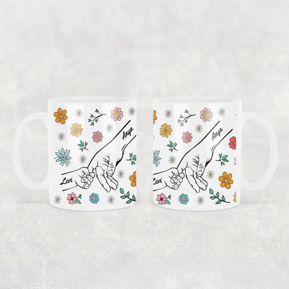 egyedi virágos ajándék bögre anyáknak fehér