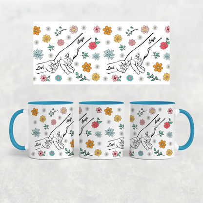 egyedi virágos ajándék bögre anyáknak kék