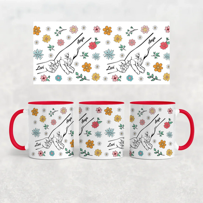 egyedi virágos ajándék bögre anyáknak piros