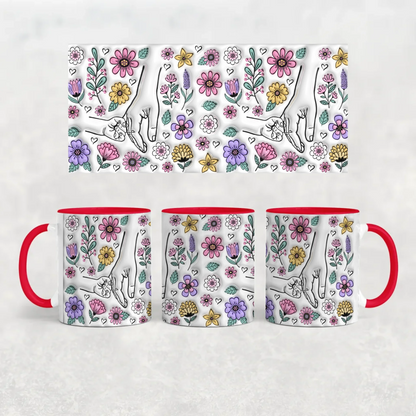 anyáknapi virágos neves bögre 3d hatású piros