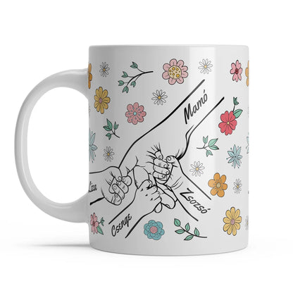 Személyre Szabható Virágos Bögre Akár Hat Gyerek Nevével