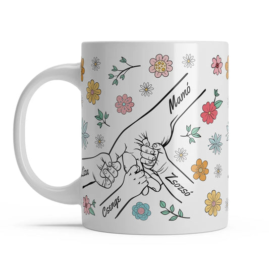 Személyre Szabható Virágos Bögre Akár Hat Gyerek Nevével