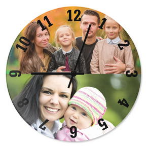 egyedi fényképes üveg falióra négy fényképpel