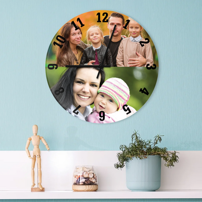 egyedi fényképes üveg falióra négy fényképpel