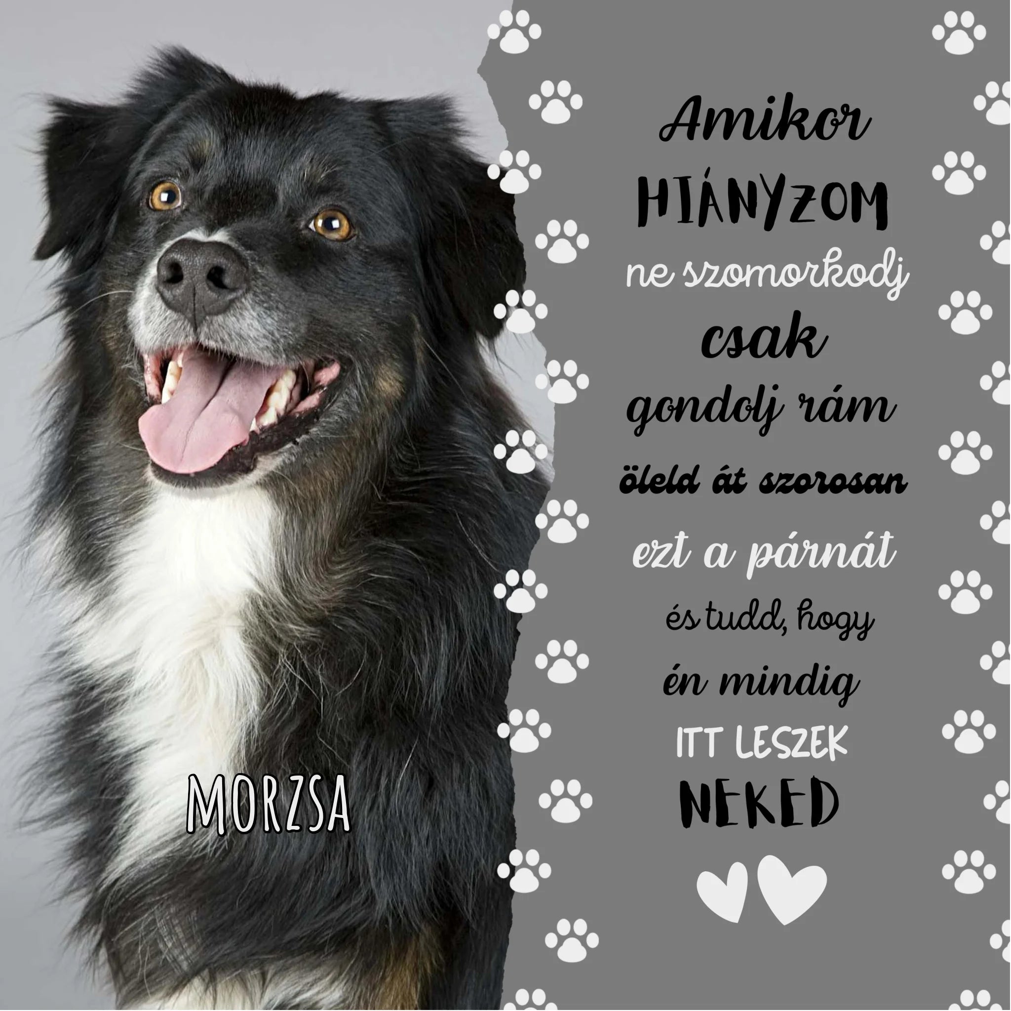 egyedi fényképes kutya emlékpárna