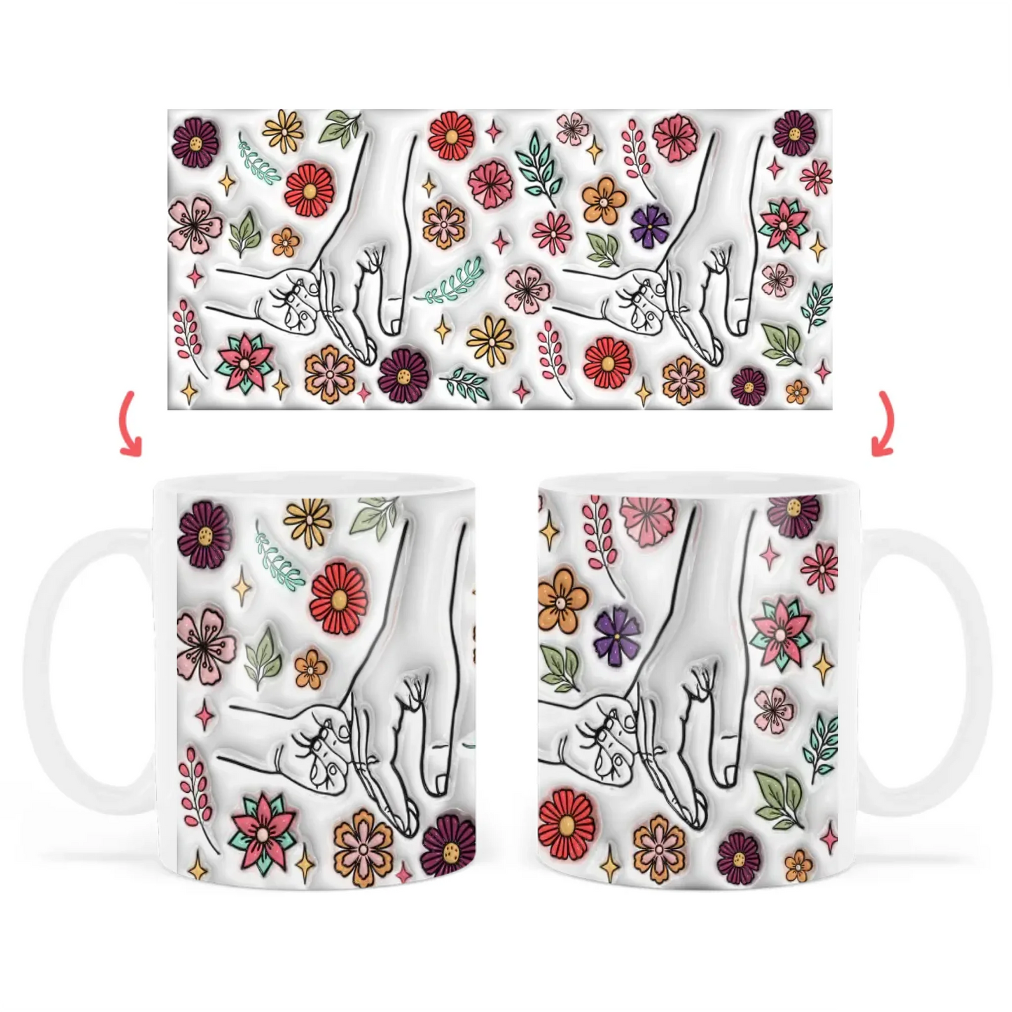 anyáknapi virágos neves bögre 3d hatású