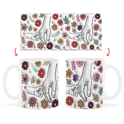 anyáknapi virágos neves bögre 3d hatású