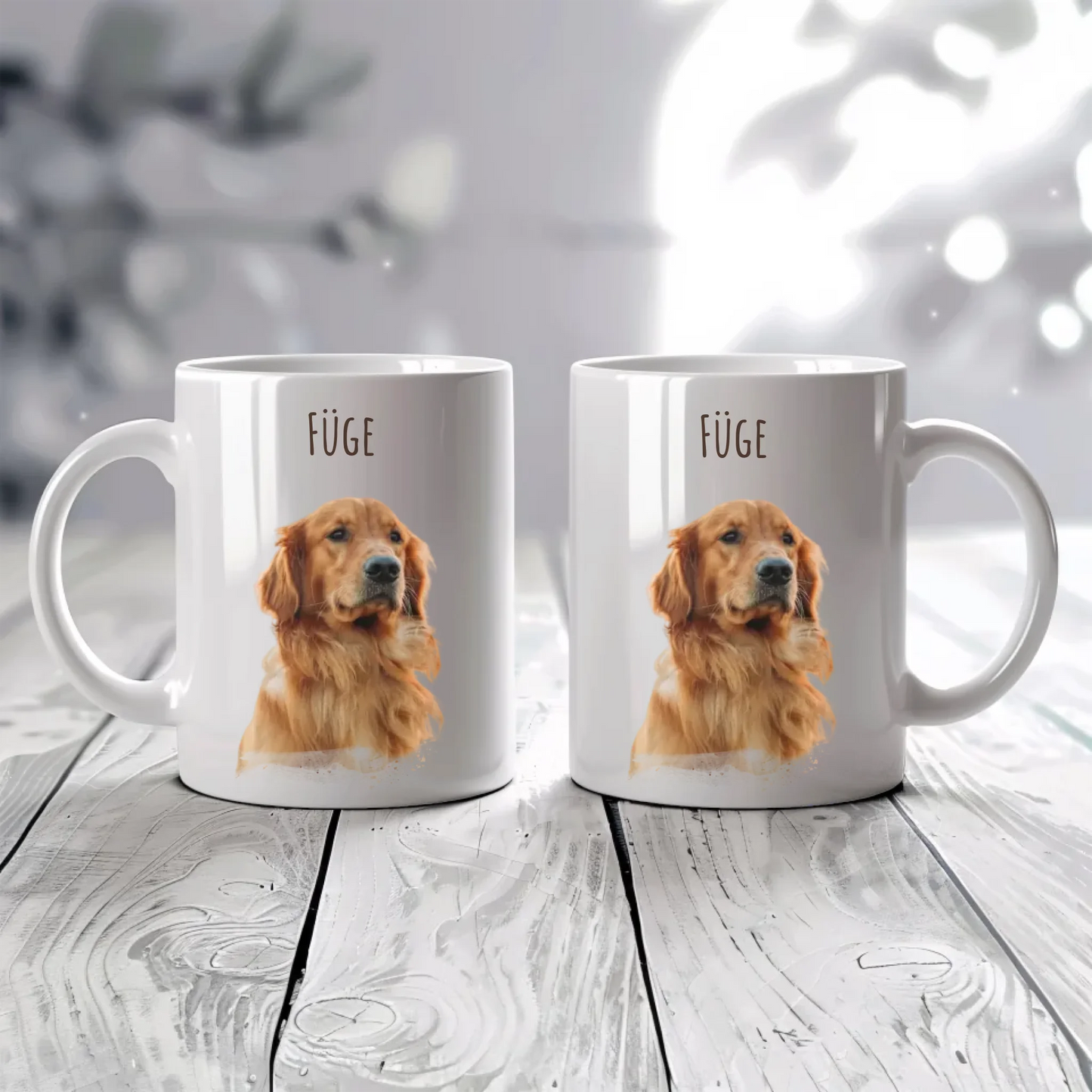 egyedi fényképes kutyás bögre névvel