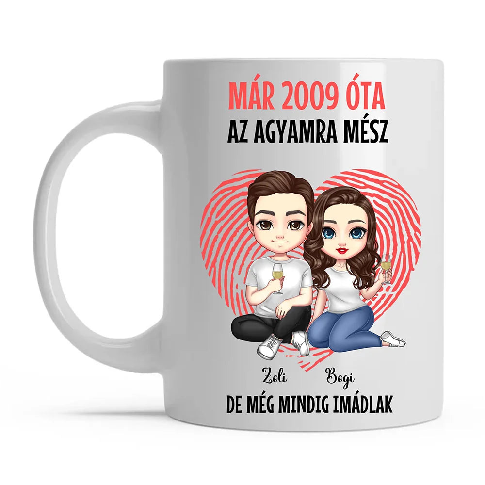 Évfordulós Ajándék Bögre Pároknak - Agyamra Mész - Chibi Karakterekkel