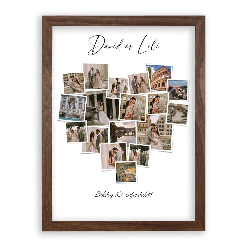 Szív Fotókollázs - Polaroid Képek - 18 Képpel