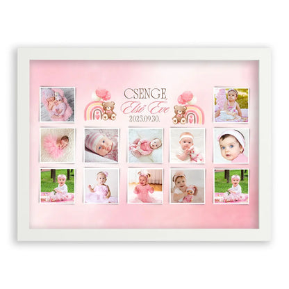 Első Évem Falikép 12 Fényképpel - Rózsaszín